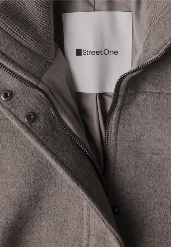 Abrigo corto con detalles de punto Street One gris - Imagen 2