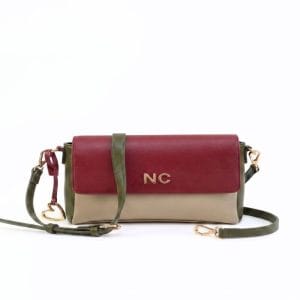 Bandolera Tricolor NC Solapa NOCO granate con beige y verde
