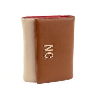 Billetera Tricolor NC NOCO camel con beige y rojo
