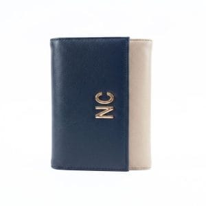 Billetera Tricolor NC NOCO chocolate con beige y azul