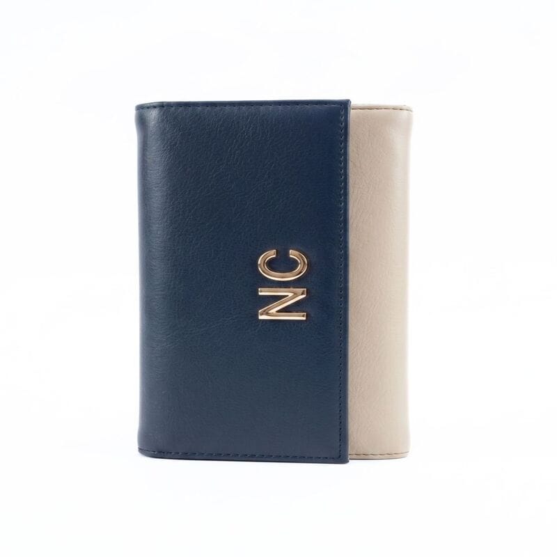 Billetera Tricolor NC NOCO chocolate con beige y azul