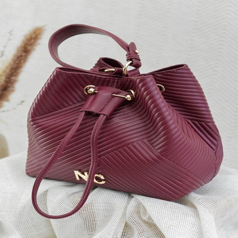 Bolso Bombonera Plisado NC noco granate - Imagen 2