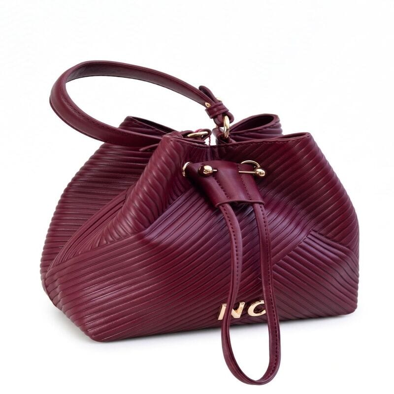 Bolso Bombonera Plisado NC noco granate