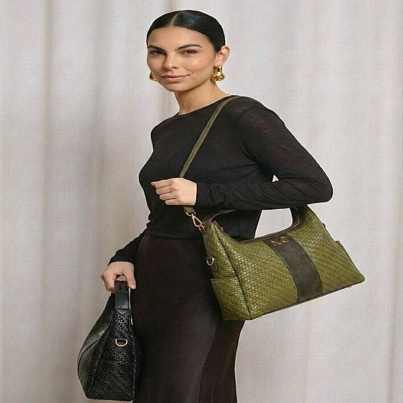 Bolso Góndola Trenzado NOCO Verde - Imagen 3