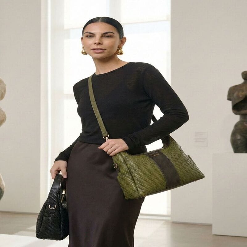 Bolso Góndola Trenzado NOCO Verde - Imagen 2
