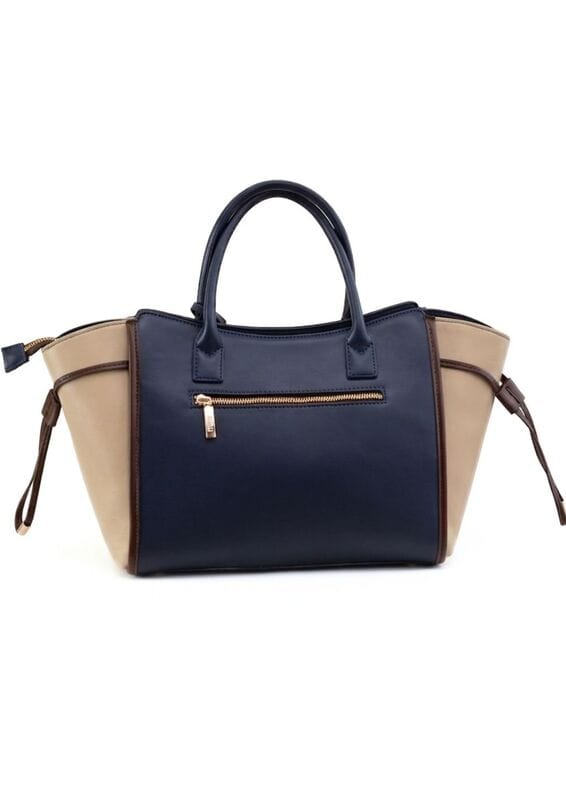 Bolso Shopper Tricolor NC Noco chocolate con beige y azul - Imagen 2