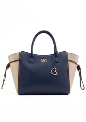 Bolso Shopper Tricolor NC Noco chocolate con beige y azul