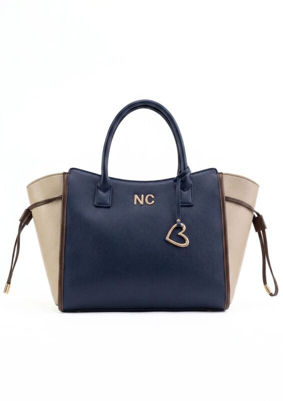 Bolso Shopper Tricolor NC Noco chocolate con beige y azul