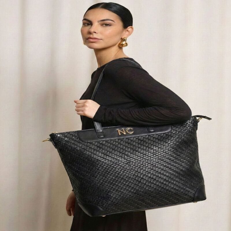 Bolso Tote Vertical Trenzado NOCO Negro - Imagen 3