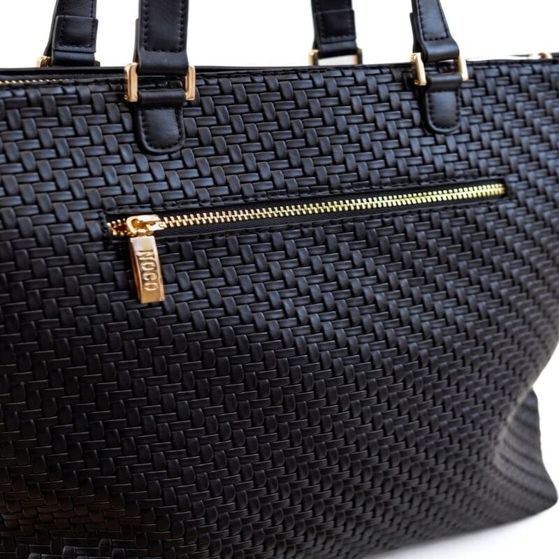 Bolso Tote Vertical Trenzado NOCO Negro - Imagen 2