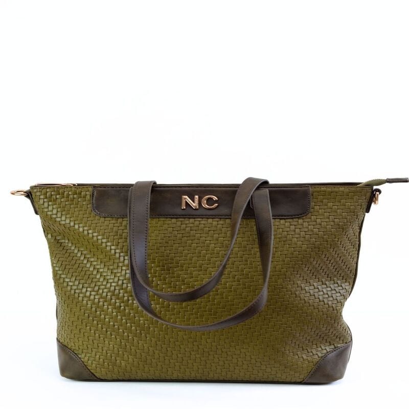 Bolso Tote Vertical Trenzado NOCO Verde