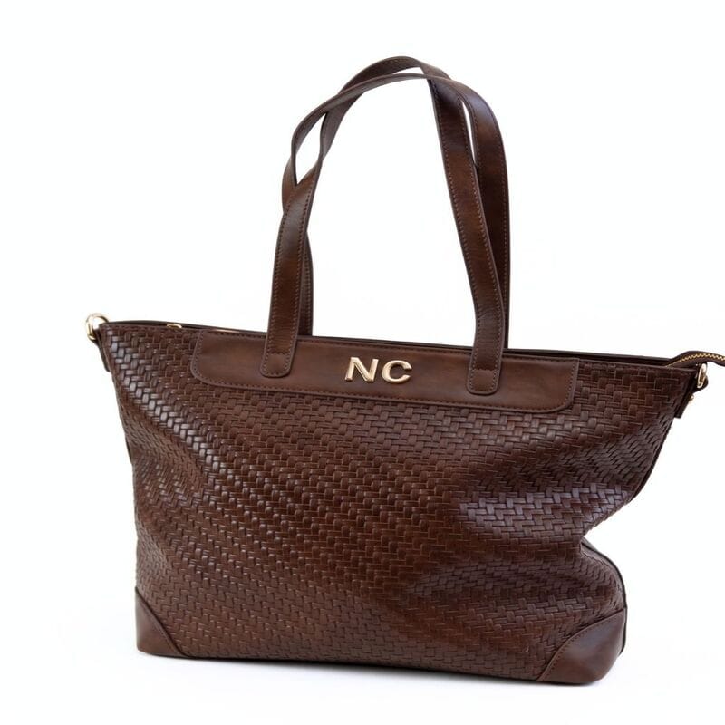 Bolso Tote Vertical Trenzado NOCO Marrón - Imagen 2