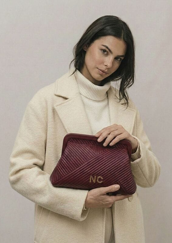Bolso de mano – Clutch Boquilla plisado NC Noco Granate - Imagen 2
