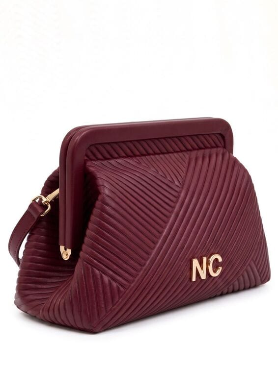 Bolso de mano – Clutch Boquilla plisado NC Noco Granate