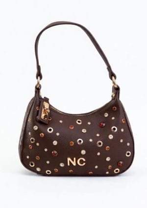 Bolso góndola cristales NC NOCO Marrón