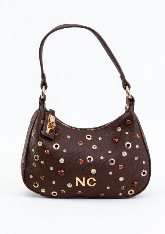 Bolso góndola cristales NC NOCO Marrón
