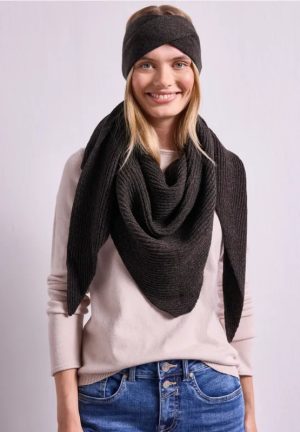 Bufanda triangular con efecto jaspeado negro street one
