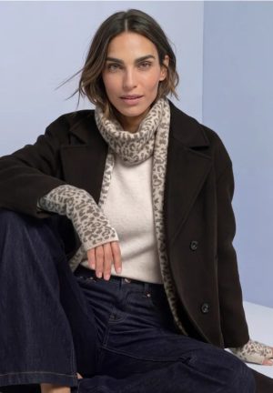 Calentadores de brazos y manos con estampado de leopardo beige Street One
