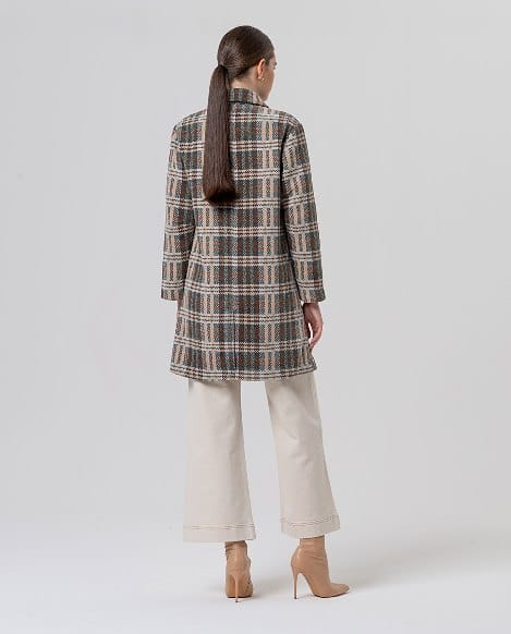 Abrigo midi cruzado de cuadros Camel Surkana - Imagen 2
