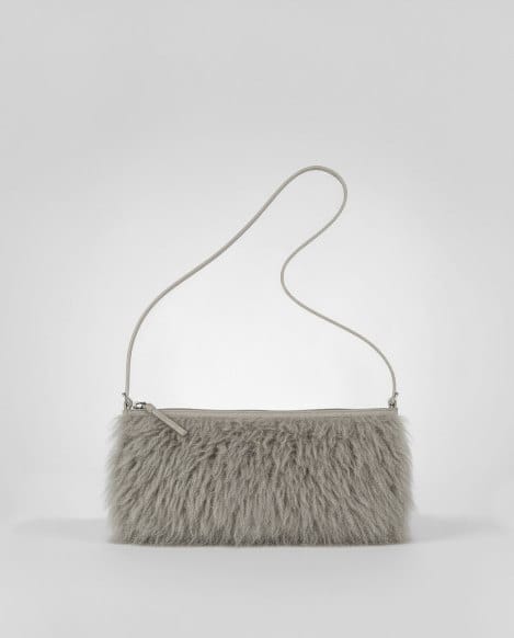Bolso baguette de pelo Gris Surkana