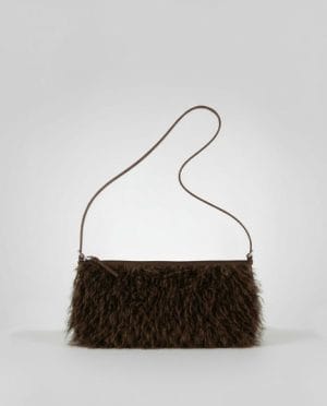 Bolso baguette de pelo Marrón Surkana
