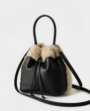 Bolso cubo con pelo Negro Surkana