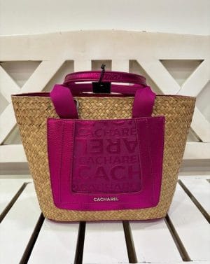 Bolso de mano Cacharel rafia fucsia