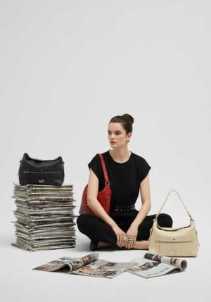 Bolso hobo piel vegana cremalleras Noco Negro