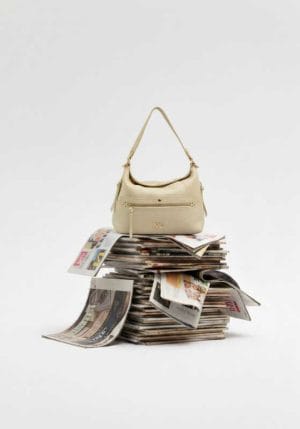 Bolso hobo piel vegana cremalleras Noco Beige