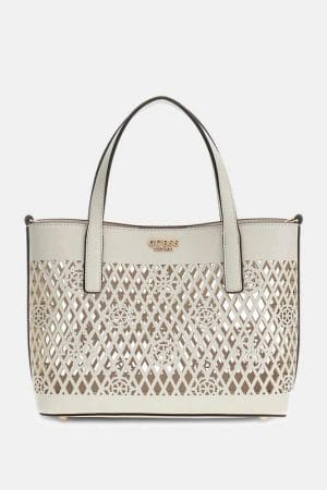 Bolso Guess Letty Shopper pequeño crema