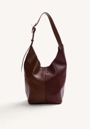 BOLSO MAXI BUCKET MARRÓN Y BURDEOS GIOSEPPO