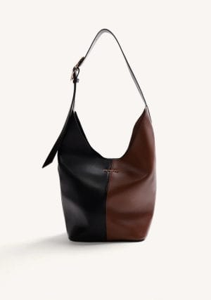 BOLSO MAXI BUCKET NEGRO Y MARRÓN GIOSEPPO