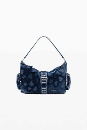 Bolso desigual mediano denim flor