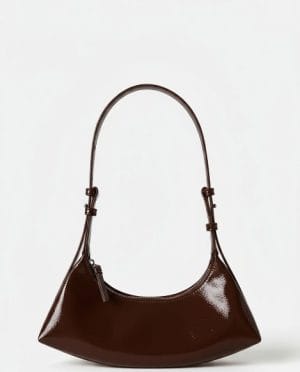 Bolso pequeño de charol media luna marrón Surkana