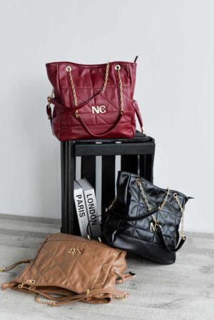 Bolso piel vegana NC bordado Marrón Noco