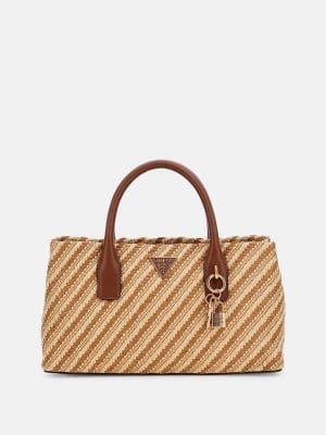 Bolso Guess De Mano Simona De Rafia Marrón