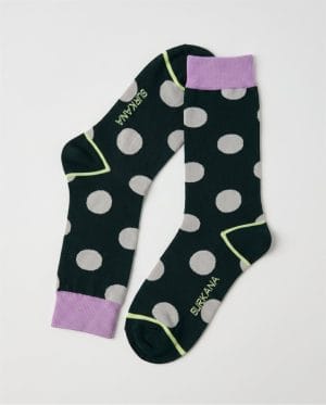 Calcetines altos con motivos malva y circulos beig Surkana