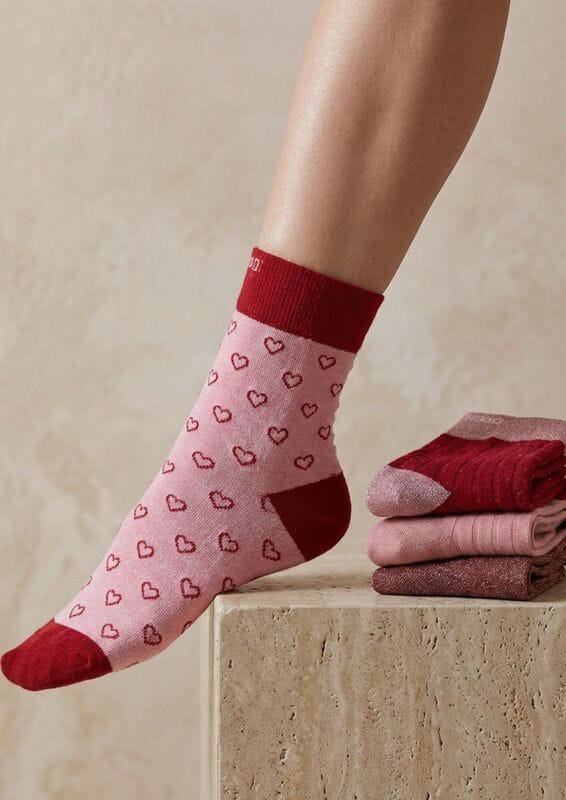 Calcetines Canalé Lurex Rosa-Rojo Noco - Imagen 2