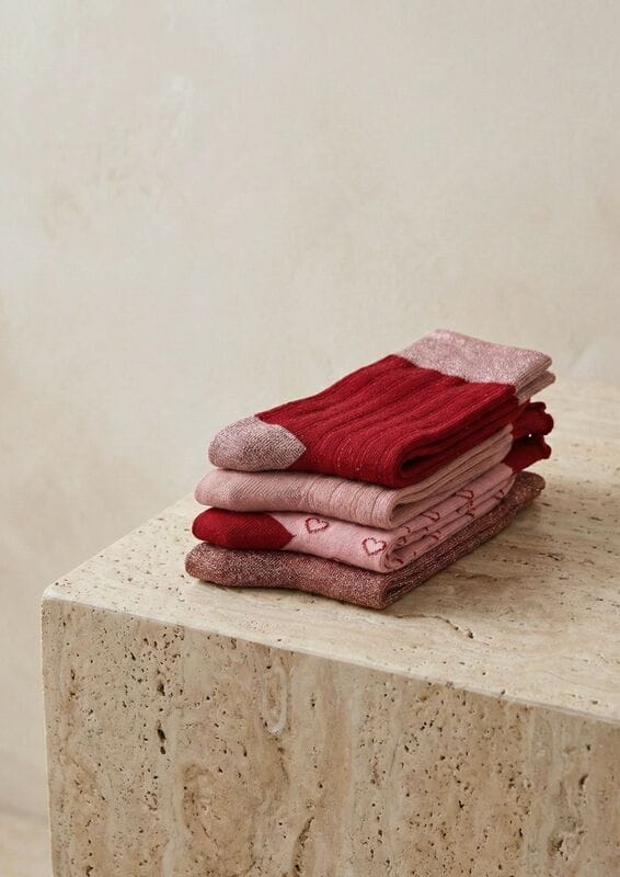Calcetines Canalé Lurex Rosa-Rojo Noco