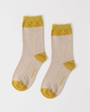 Calcetines media caña con lurex beige Surkana