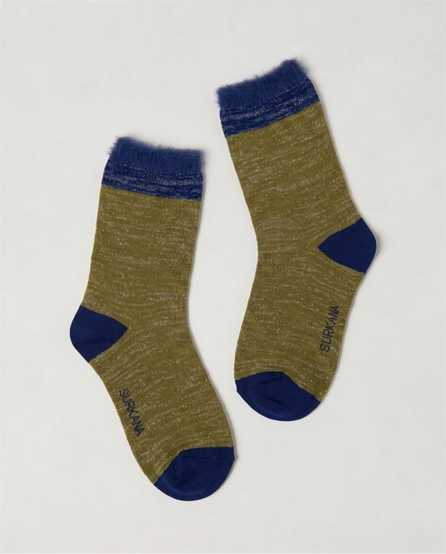 Calcetines media caña con lurex Kaki Surkana