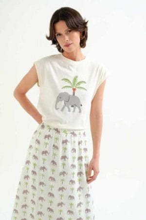 Camiseta con estampado Elefante y palmera Compañia Fantástica