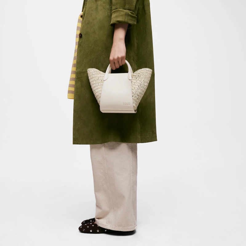 Capazo pequeño camel TOUS Tulip Rafia - Imagen 2