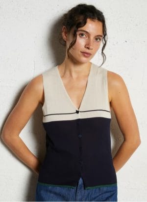 Chaleco abotonado con rayas posicionales Nice Things