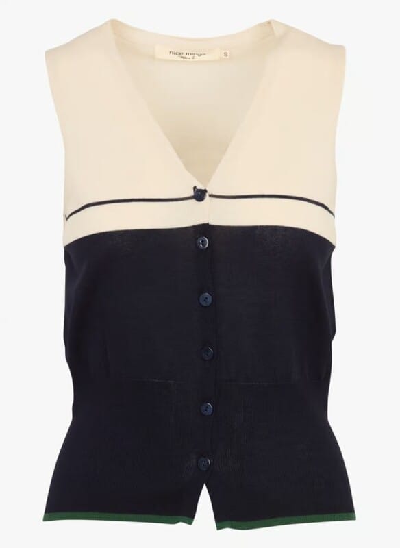 Chaleco abotonado con rayas posicionales Nice Things - Imagen 3