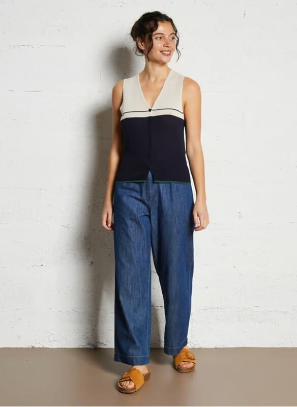 Chaleco abotonado con rayas posicionales Nice Things - Imagen 5