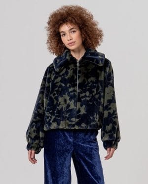 Chaqueta de pelo con estampado floral Marino Surkana