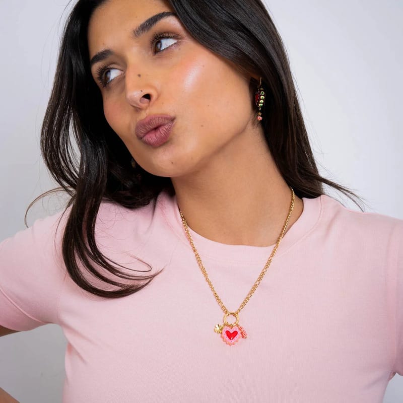 Collar Trencadis cadena corazón rosa Anartxy - Imagen 3