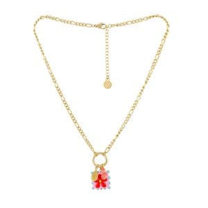 Collar Trencadis cadena sello flor roja Anartxy