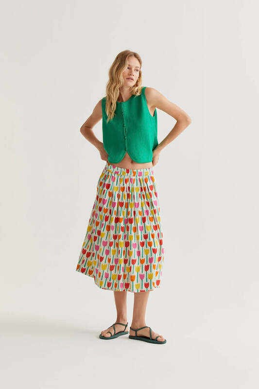 Falda midi con estampado Tulipa Compañia Fantástica